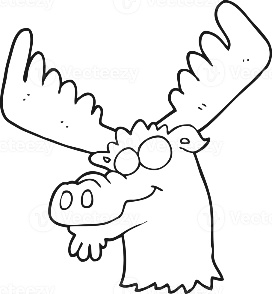 drawn black and white cartoon moose png