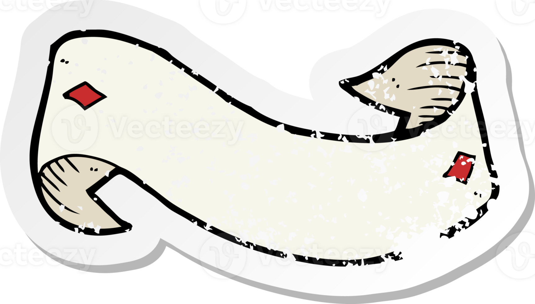 retro distressed sticker of a cartoon tattoo scroll banner png