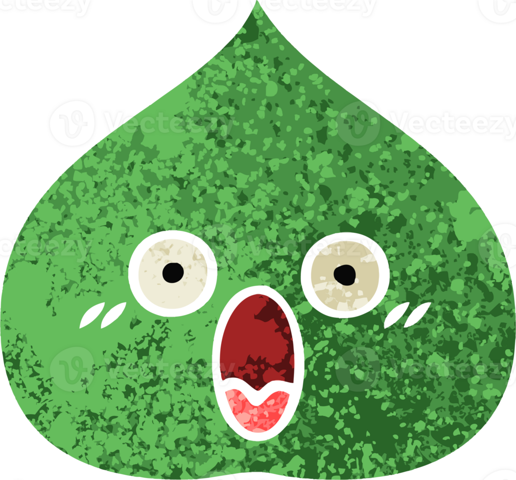 retro illustration style cartoon of a expressional leaf png
