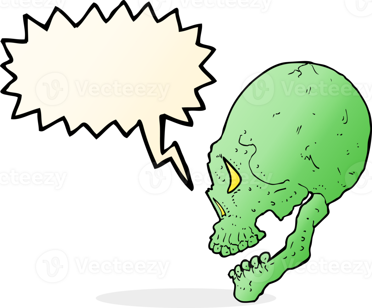 spooky skull illustration with speech bubble png