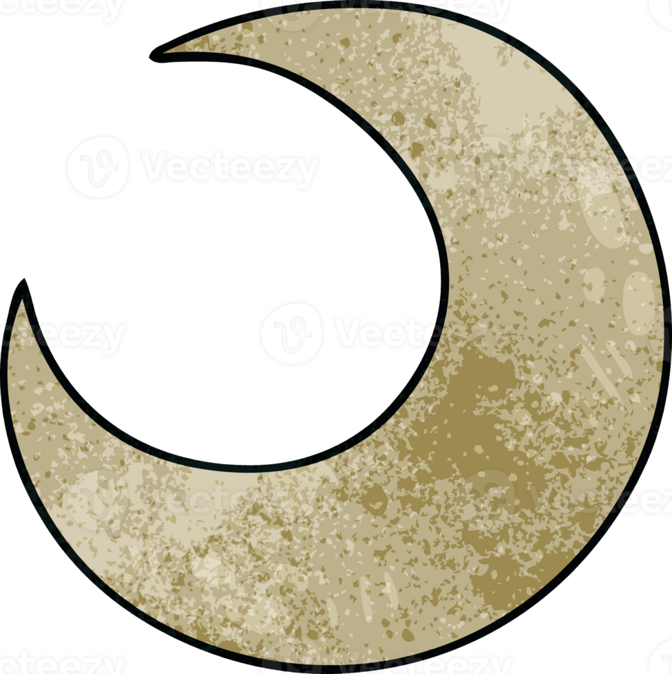 hand drawn quirky cartoon crescent moon png