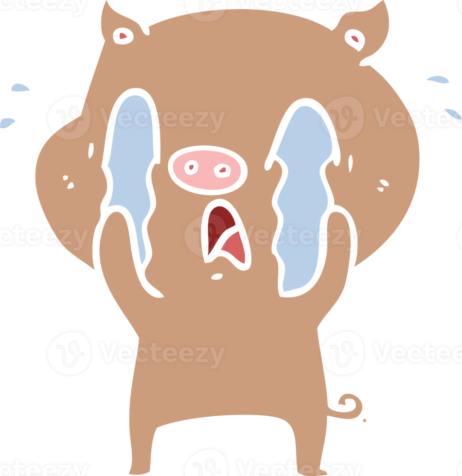 crying pig flat color style cartoon png