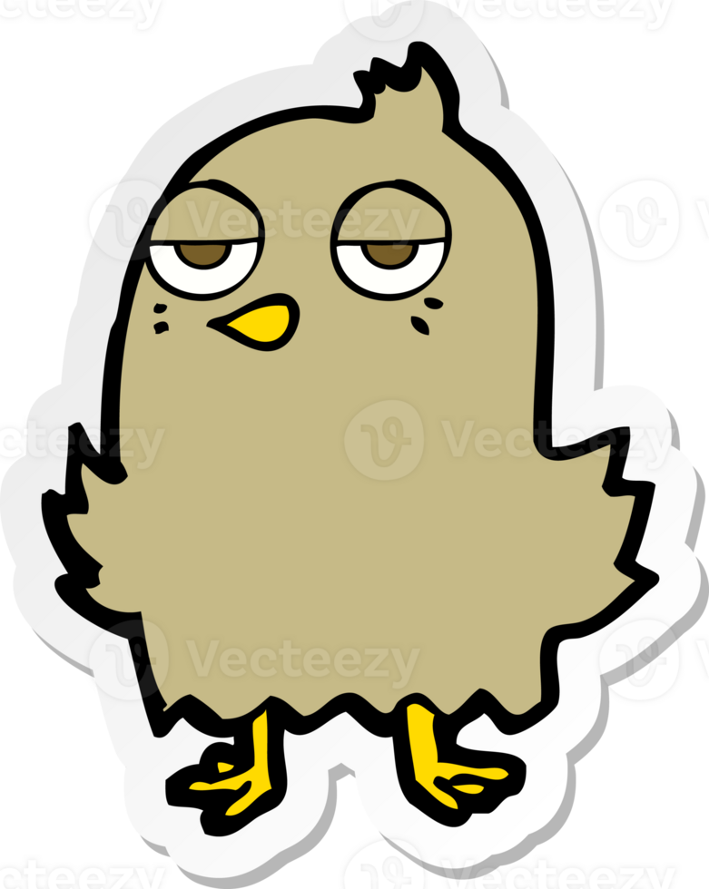 sticker of a cartoon bored bird png