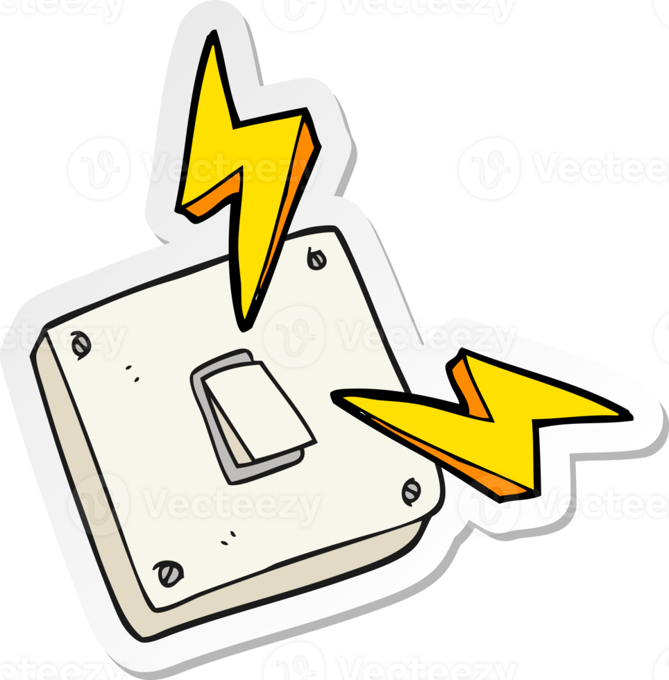 sticker of a cartoon sparking electric light switch png