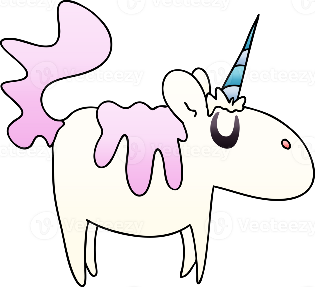gradient shaded quirky cartoon unicorn png