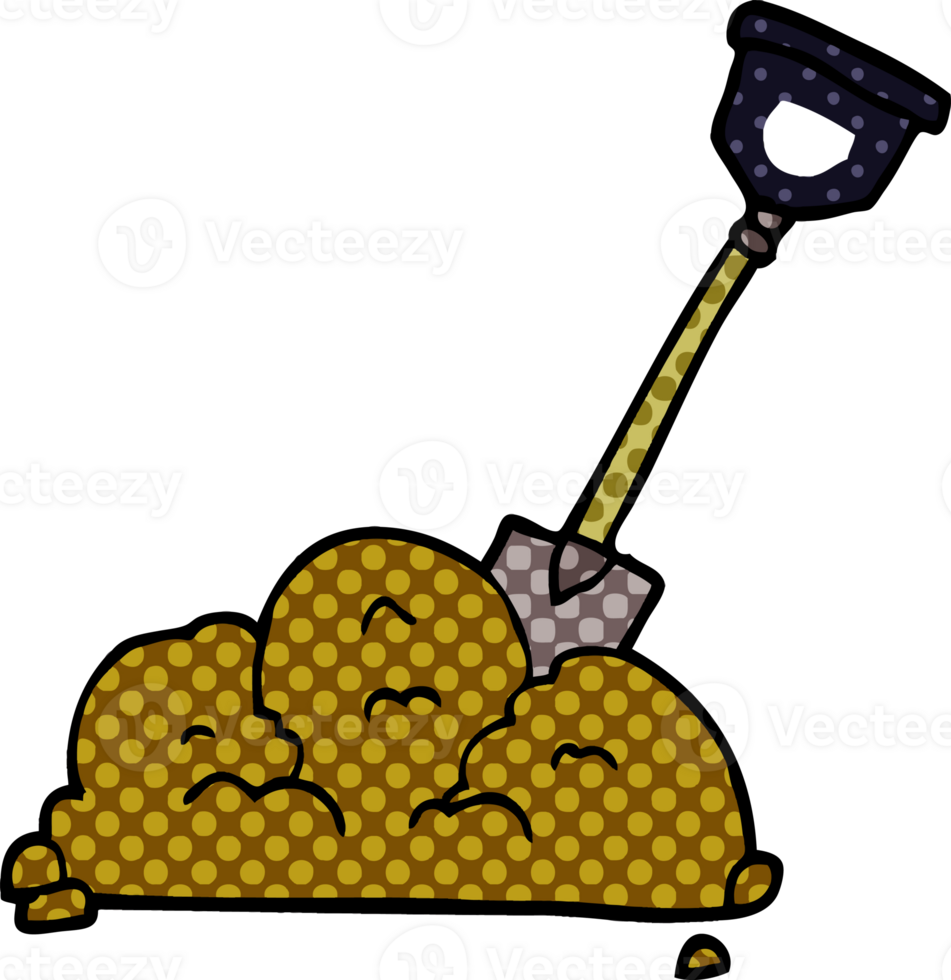 cartoon doodle shovel in dirt png