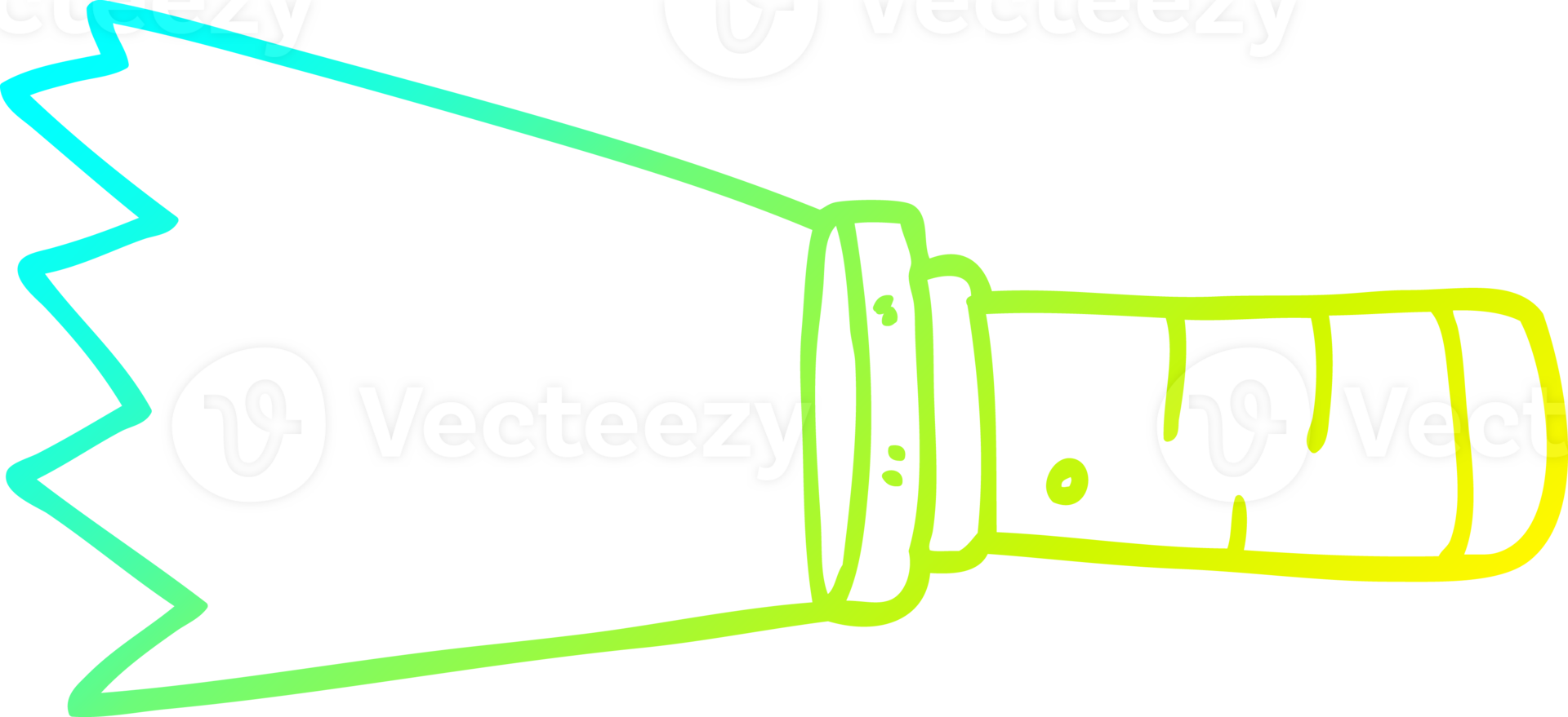 cold gradient line drawing of a cartoon lit torch png