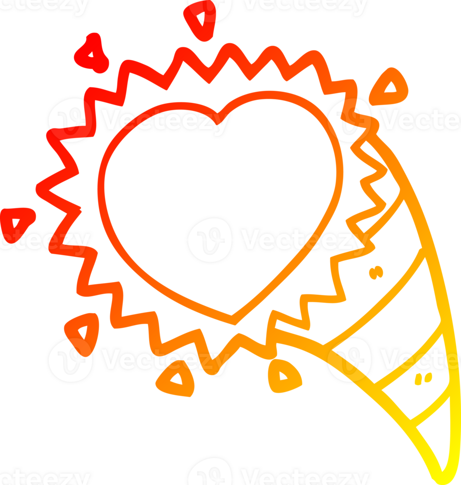warm gradient line drawing of a cartoon love heart symbol png