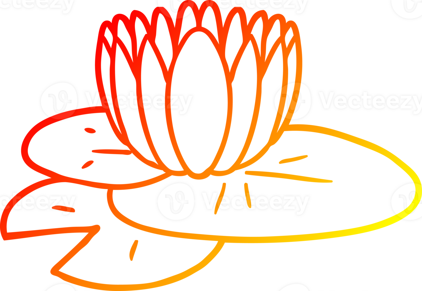 warm gradient line drawing of a cartoon water lily png