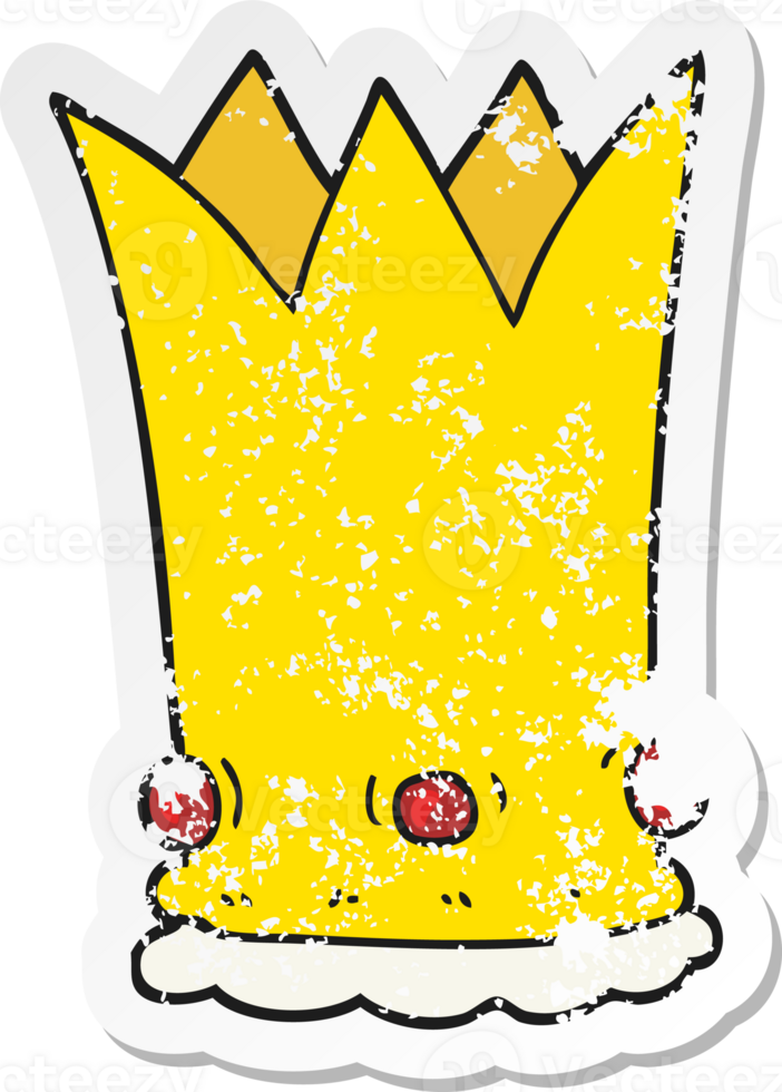 retro distressed sticker of a cartoon crown png