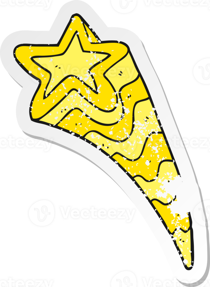 retro distressed sticker of a cartoon shooting star png