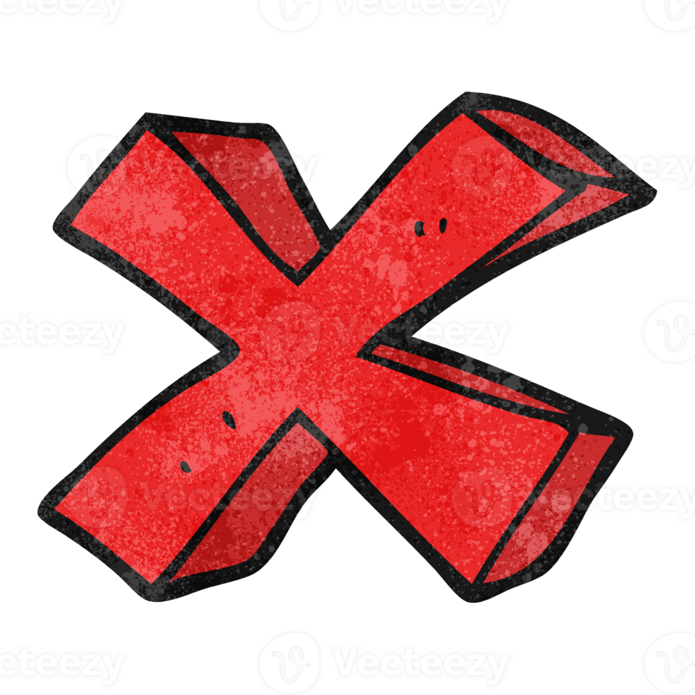 textured cartoon negative x symbol png