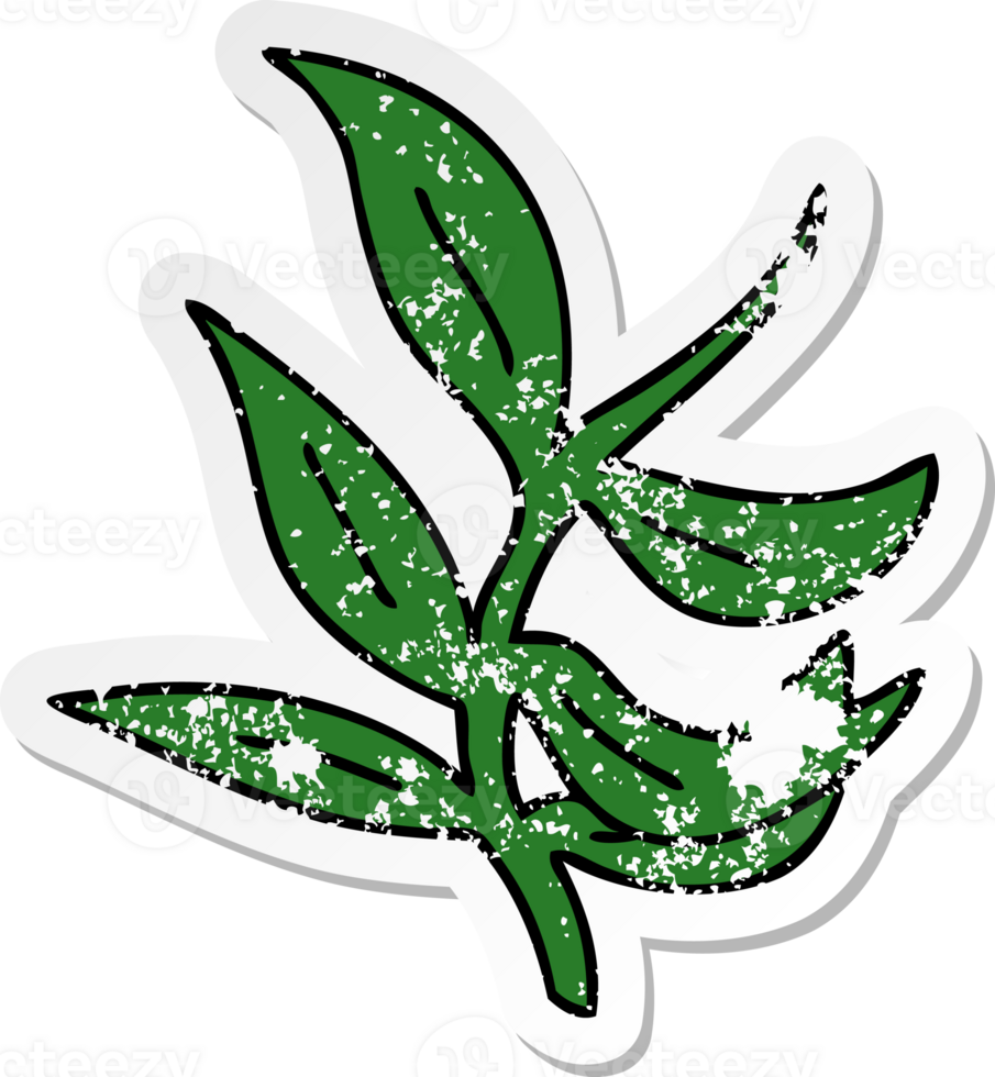 distressed sticker of a quirky hand drawn cartoon vines png