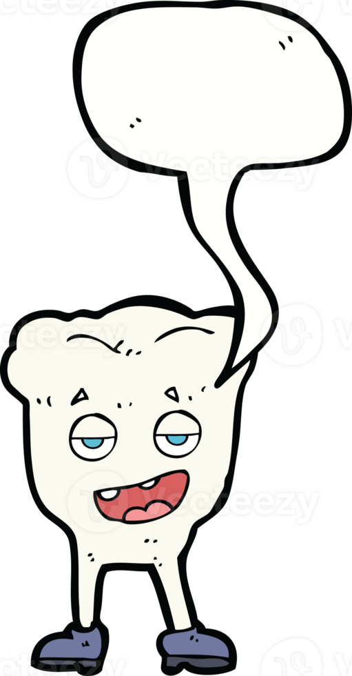 cartoon tooth looking smug with speech bubble png