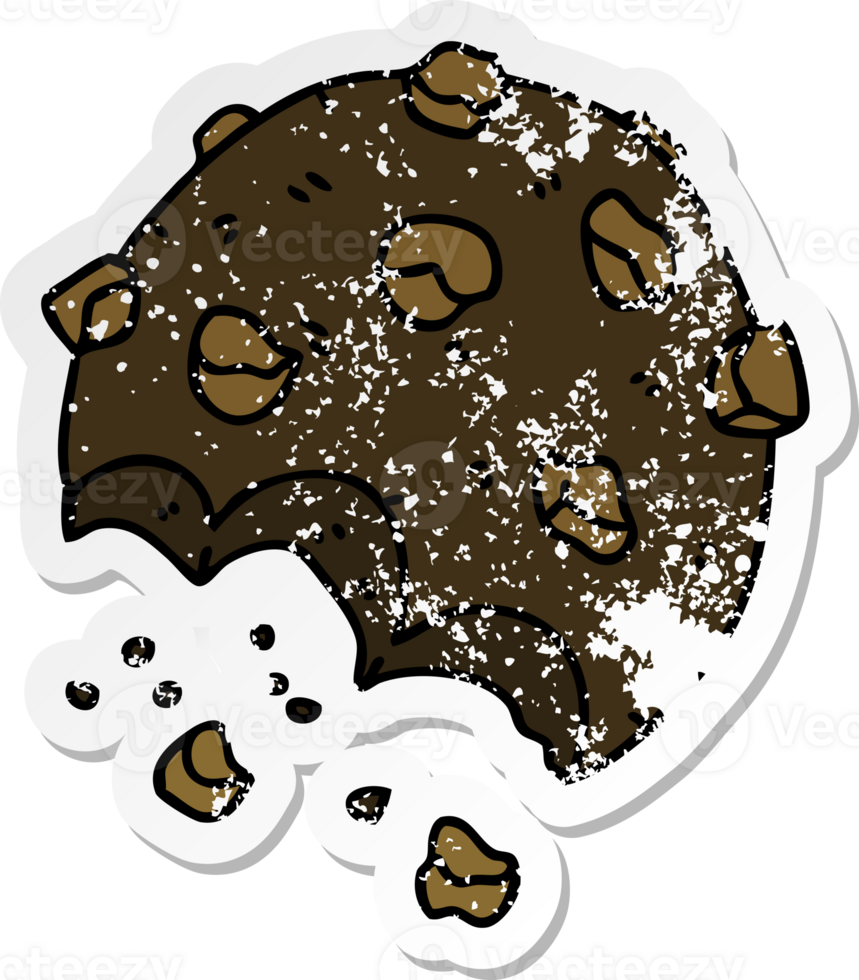 distressed sticker of a quirky hand drawn cartoon cookie png