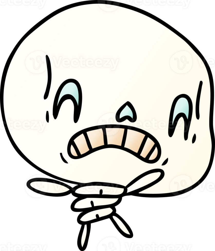 drawn gradient cartoon of spooky kawaii skeleton png