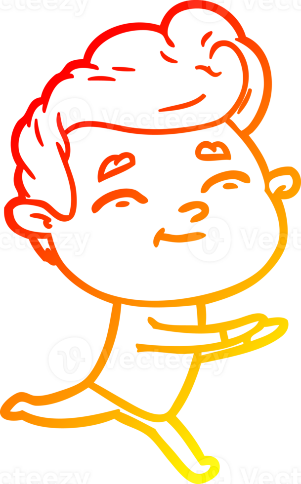 warm gradient line drawing of a running cartoon man png
