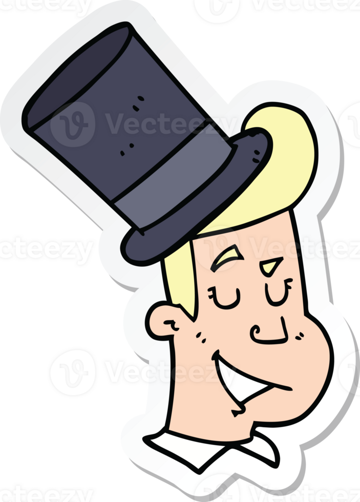 sticker of a cartoon man wearing top hat png