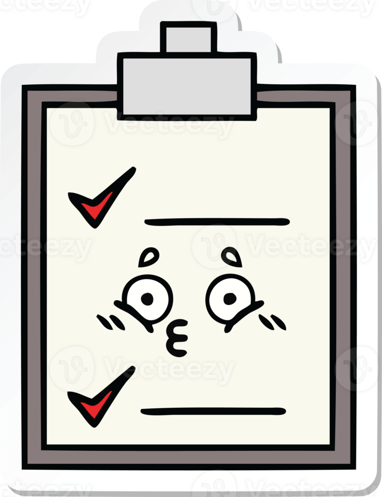 sticker of a cute cartoon check list png
