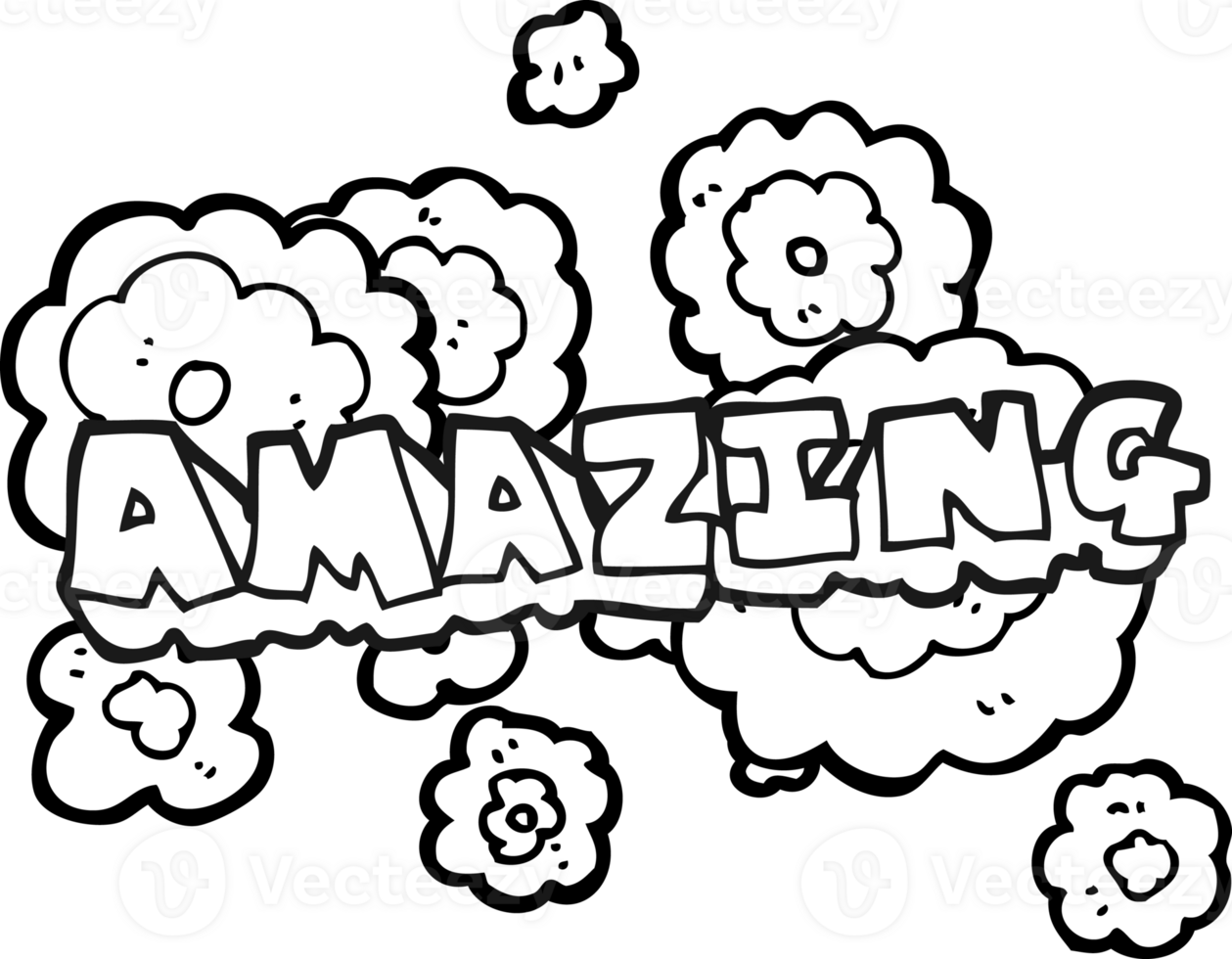 drawn black and white cartoon amazing word png