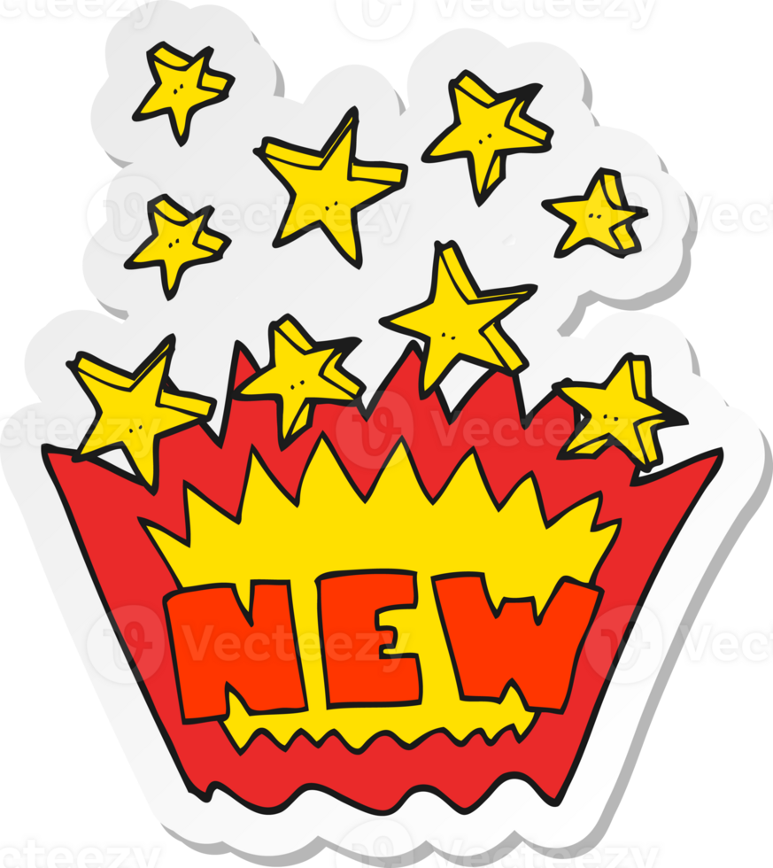sticker of a cartoon NEW symbol png