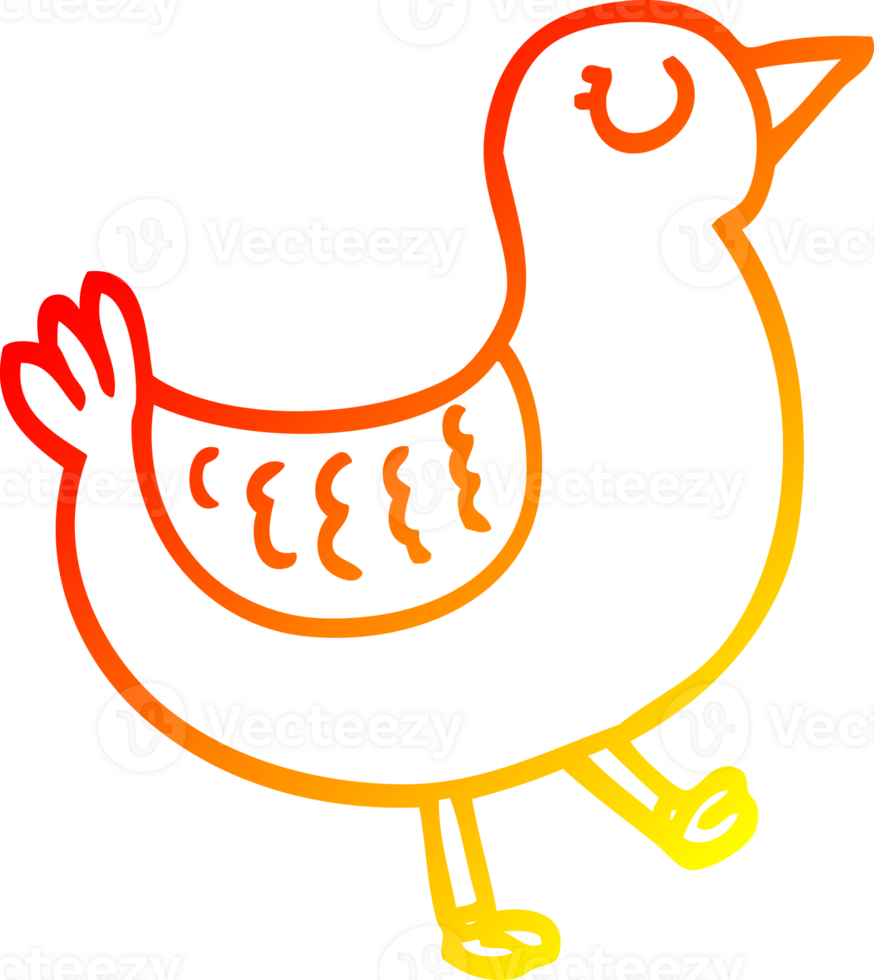 warm gradient line drawing of a cartoon bird png