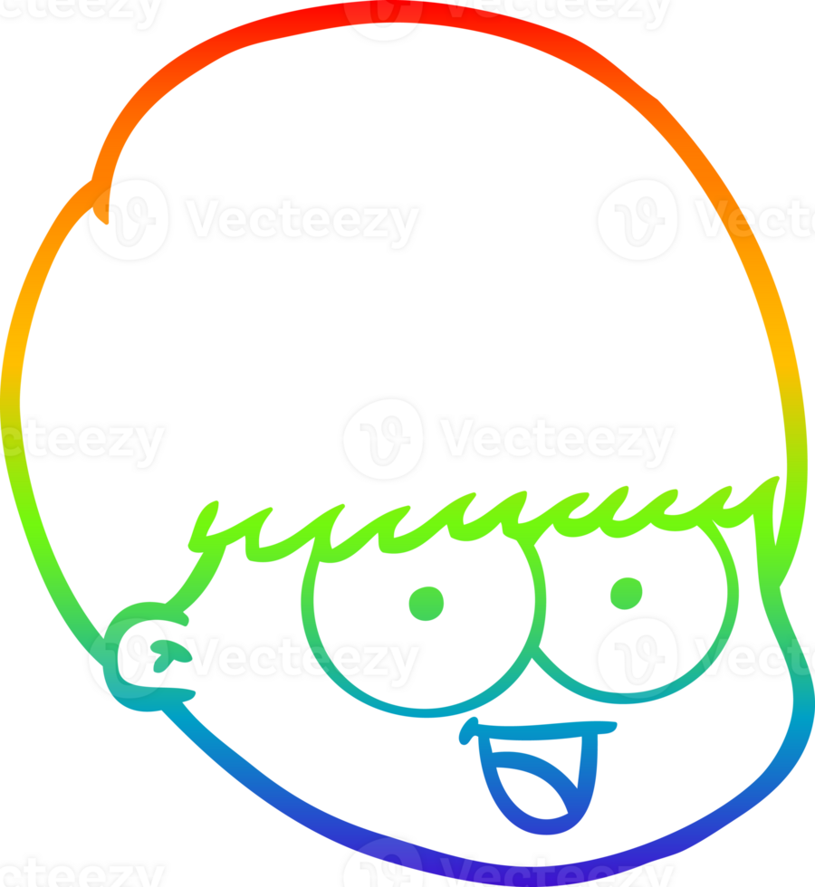 rainbow gradient line drawing of a cartoon male face png