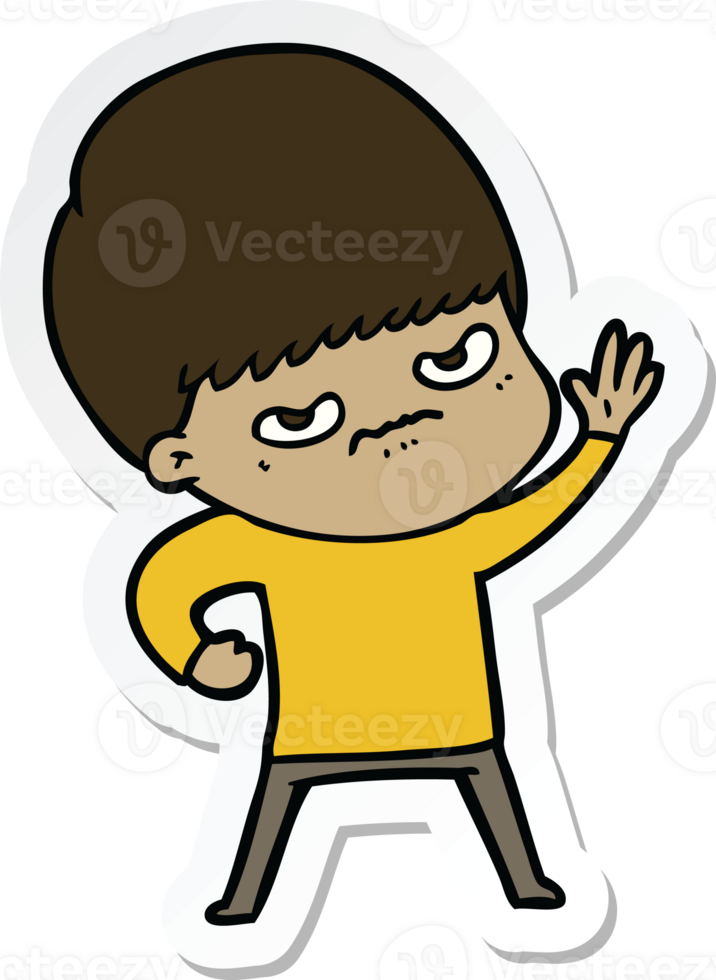 sticker of a angry cartoon boy png