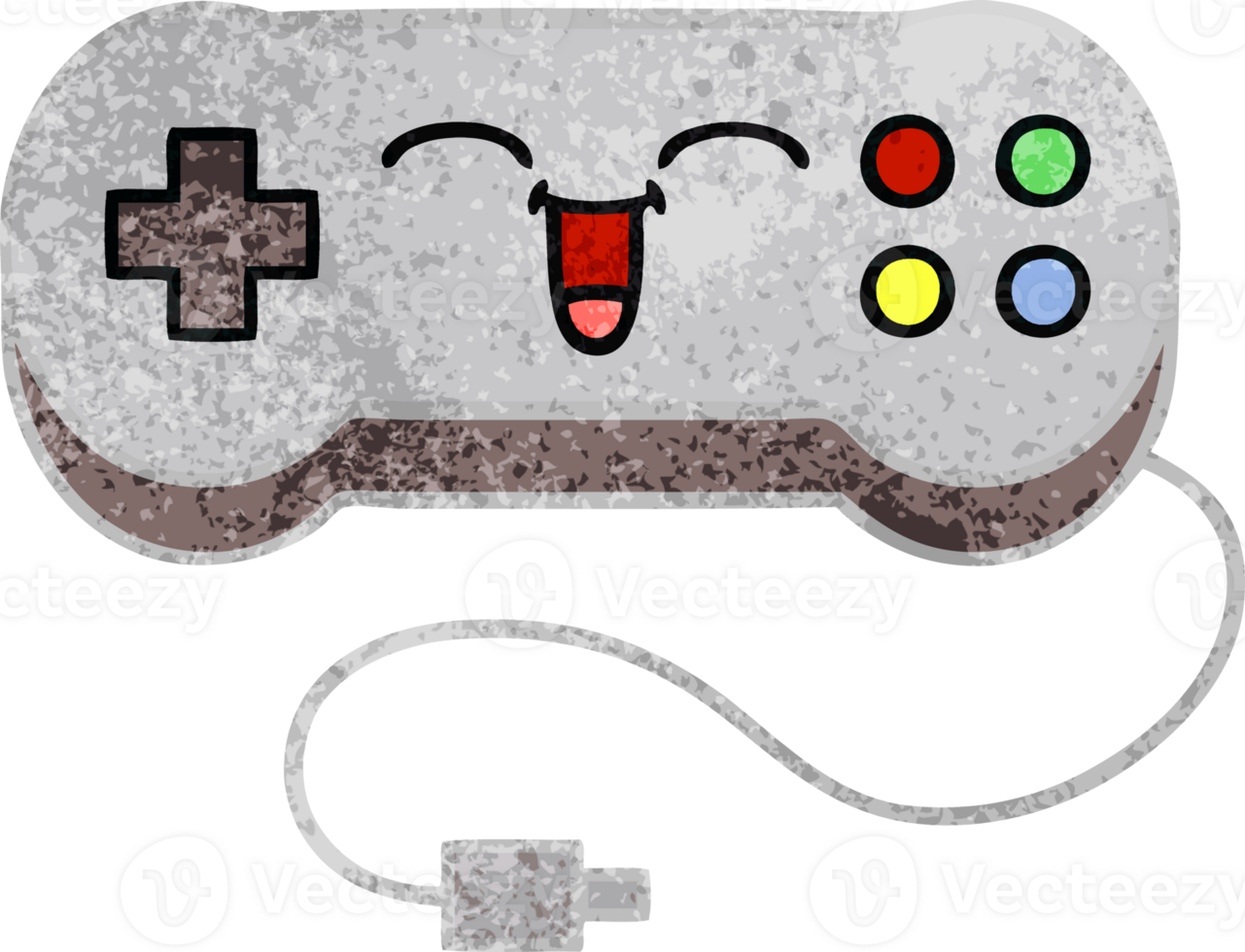 retro grunge texture cartoon of a game controller png