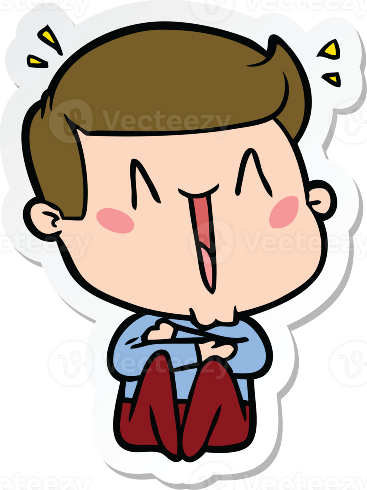 sticker of a cartoon happy man png