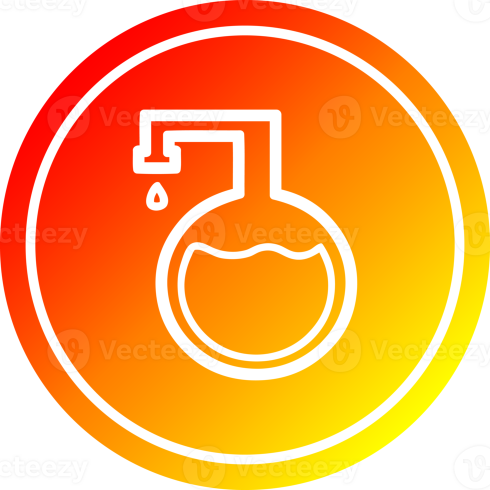 químico frasco circular ícone com caloroso gradiente terminar png