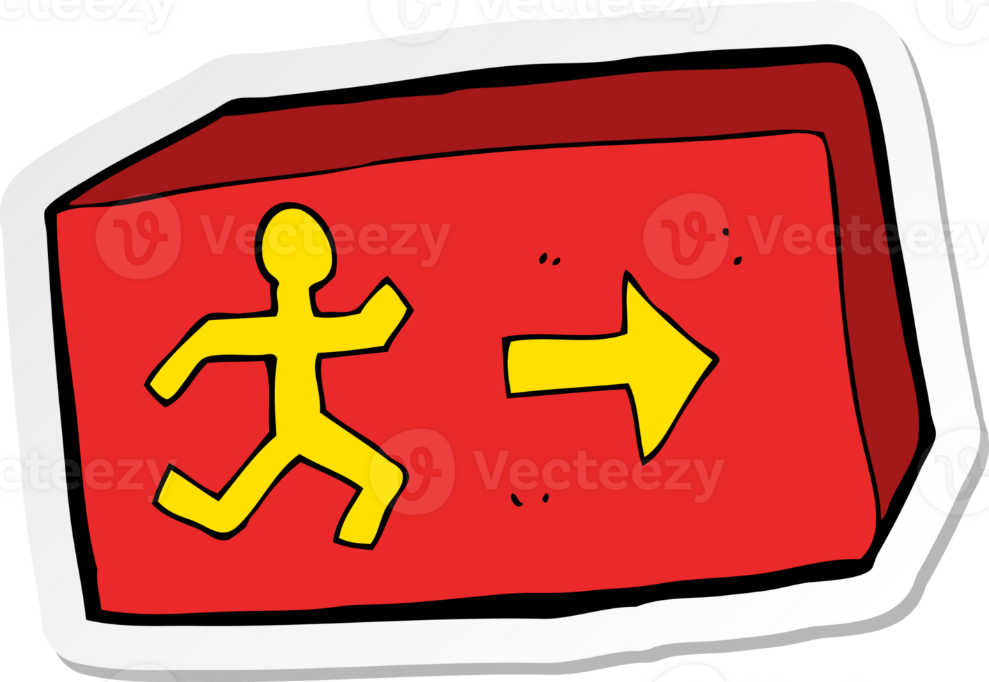 sticker of a cartoon exit sign png
