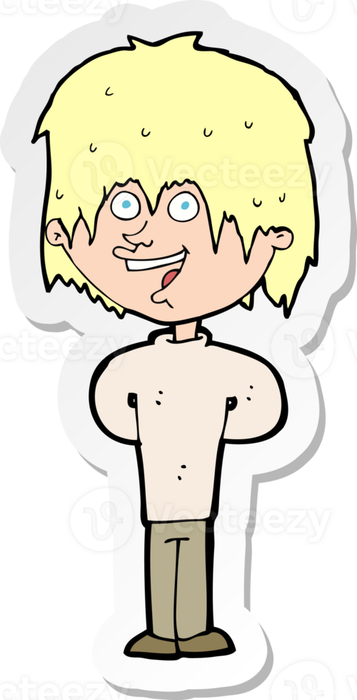 sticker of a cartoon happy scruffy boy png