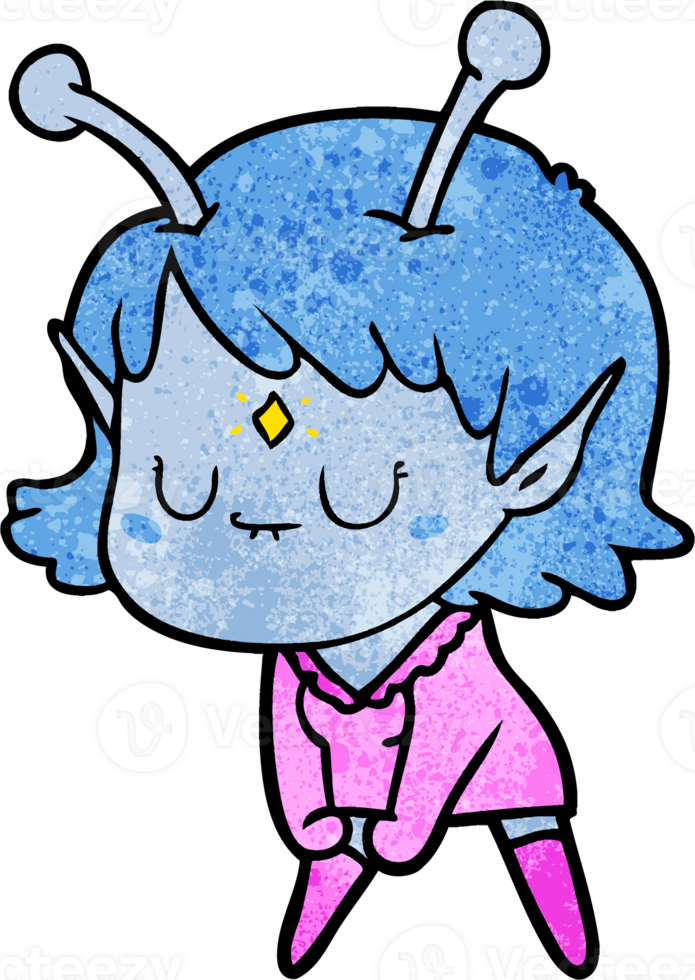 cartoon alien girl doing muscle pose png
