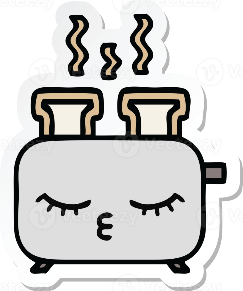 sticker of a cute cartoon of a toaster png