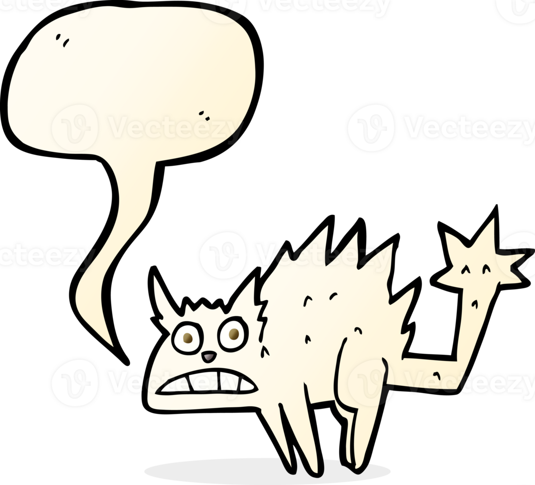 cartoon frightened cat with speech bubble png