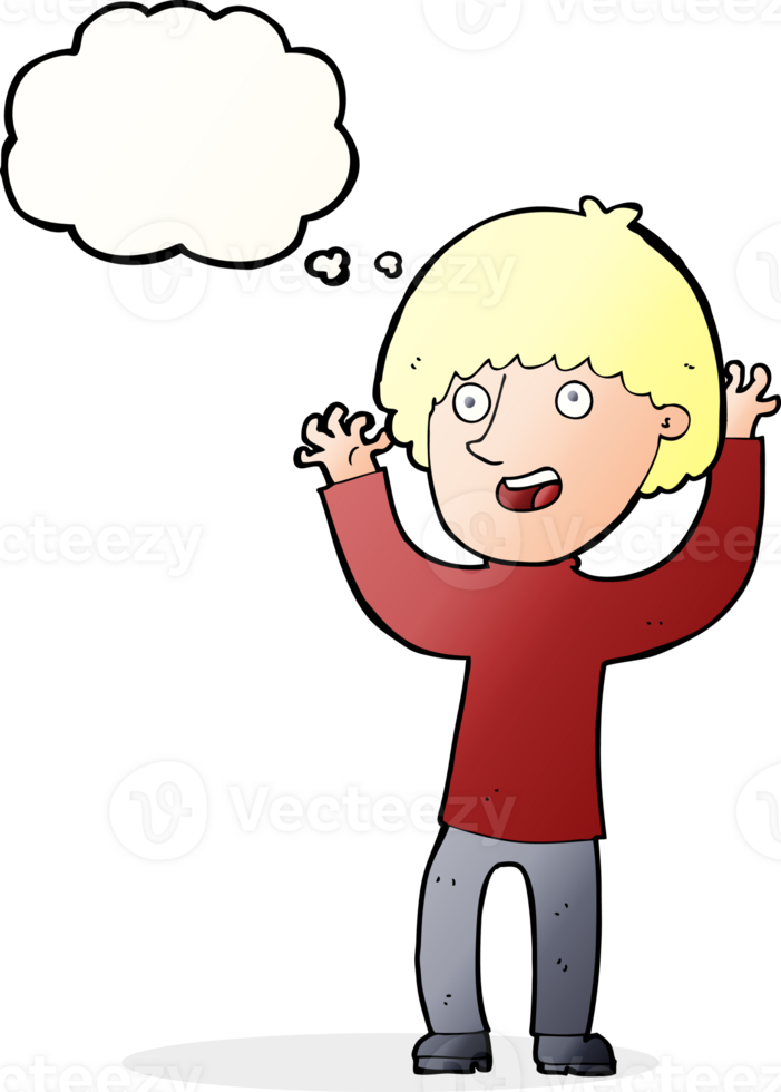 cartoon happy boy laughing with thought bubble png