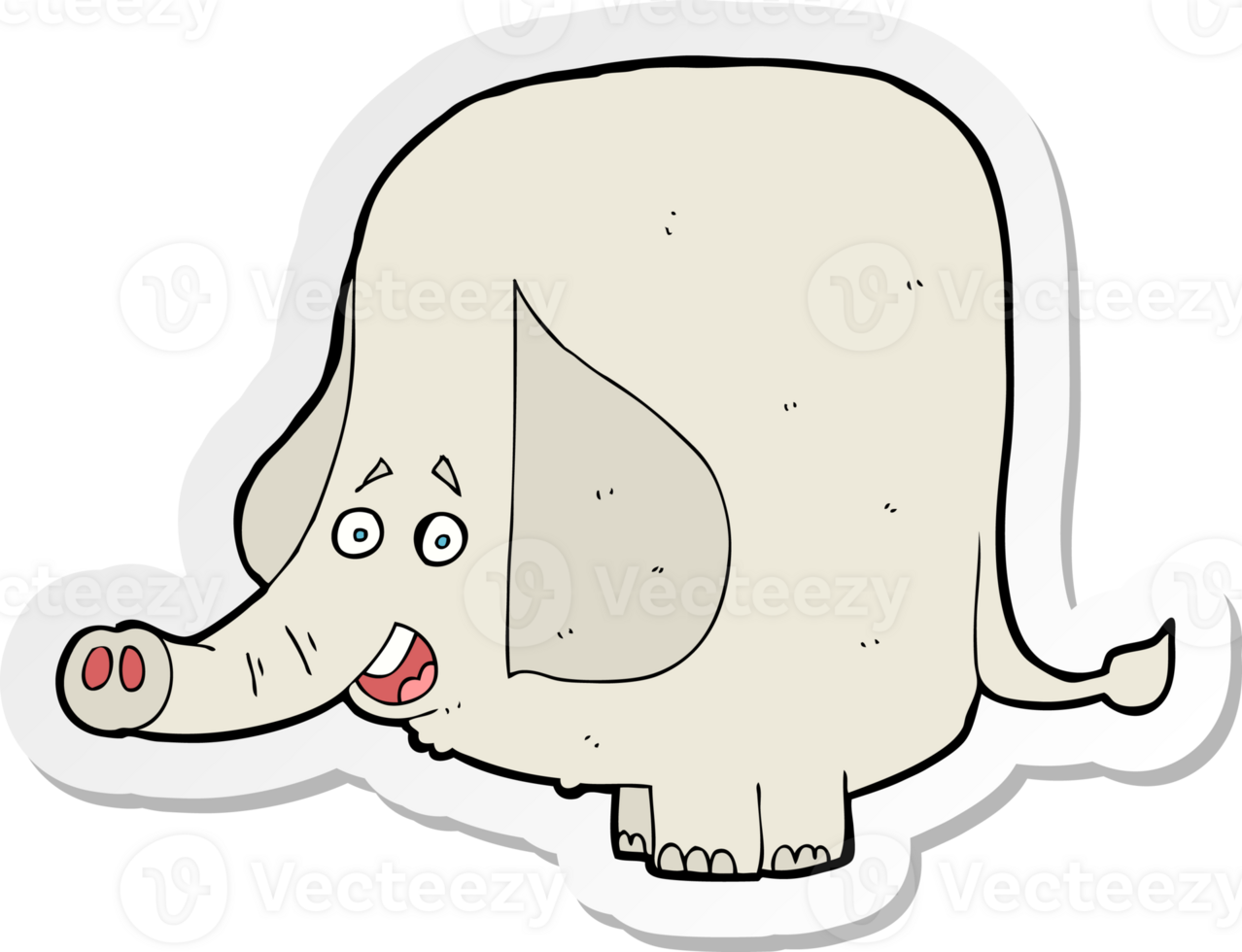 sticker of a cartoon happy elephant png