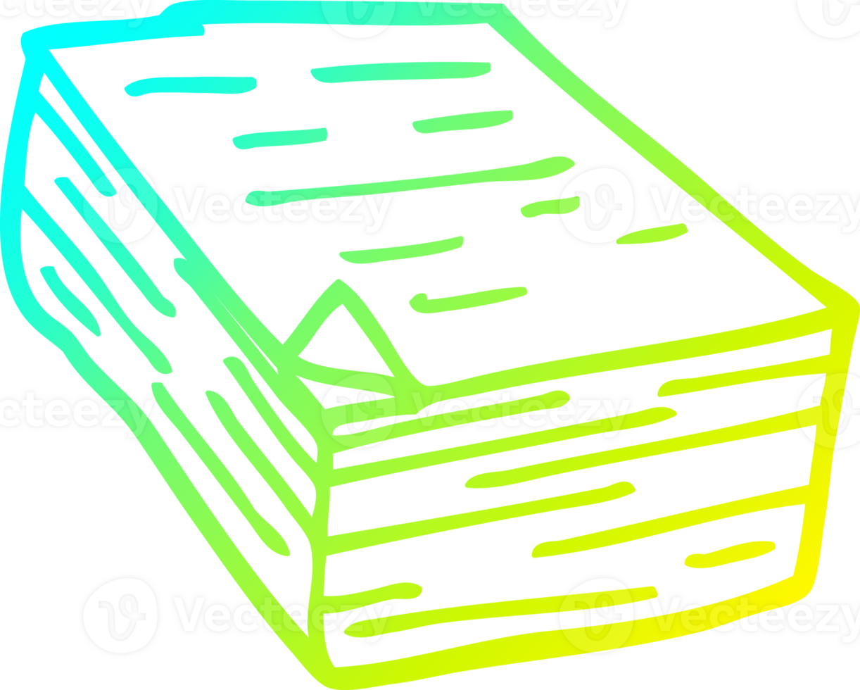 cold gradient line drawing of a cartoon pile of paper png