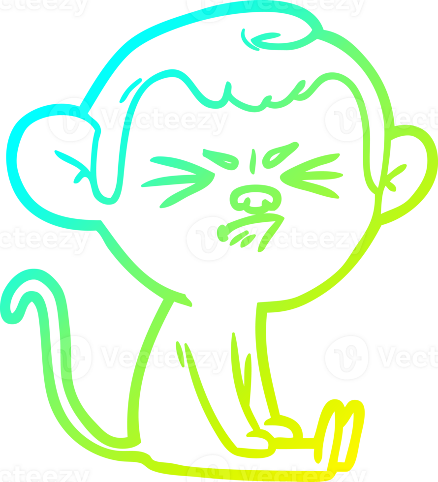 cold gradient line drawing of a cartoon angry monkey png