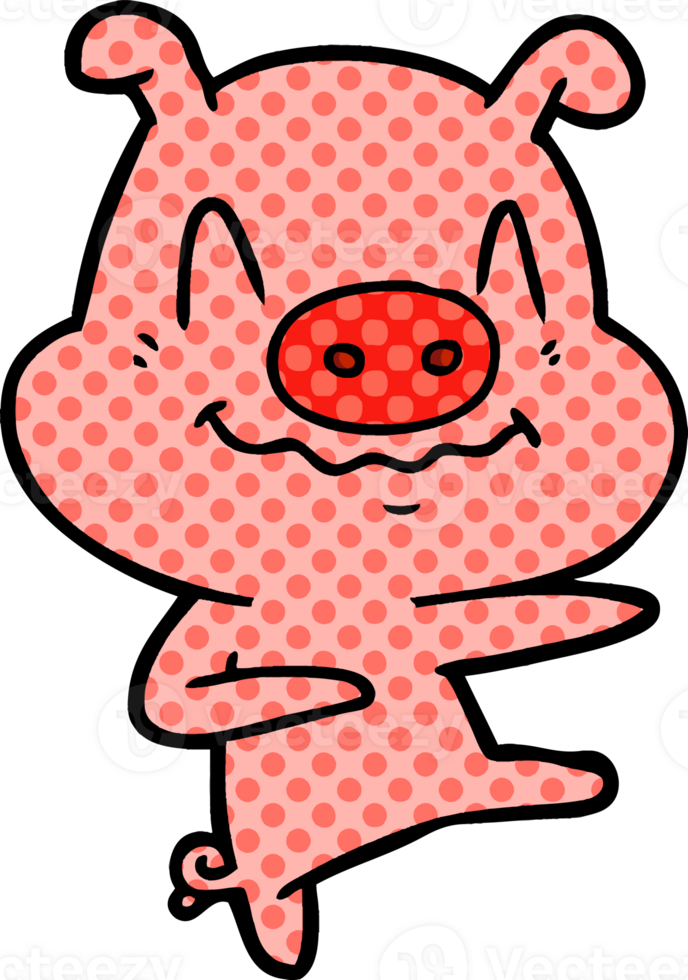 nervous cartoon pig dancing png