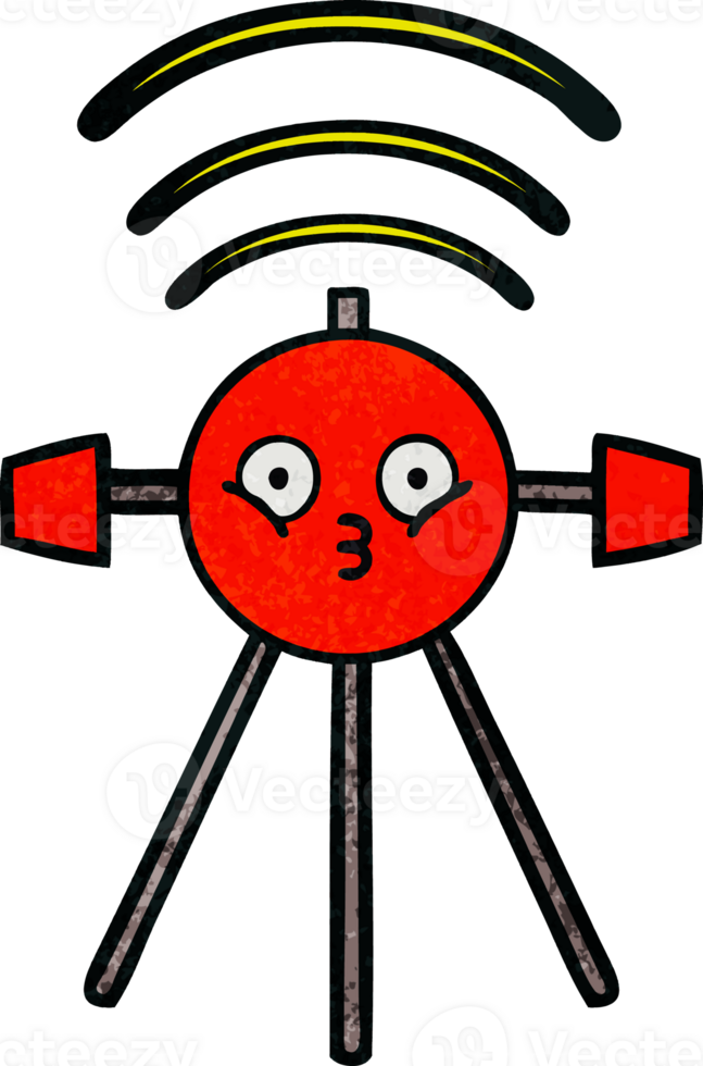 retro grunge texture cartoon of a satellite png