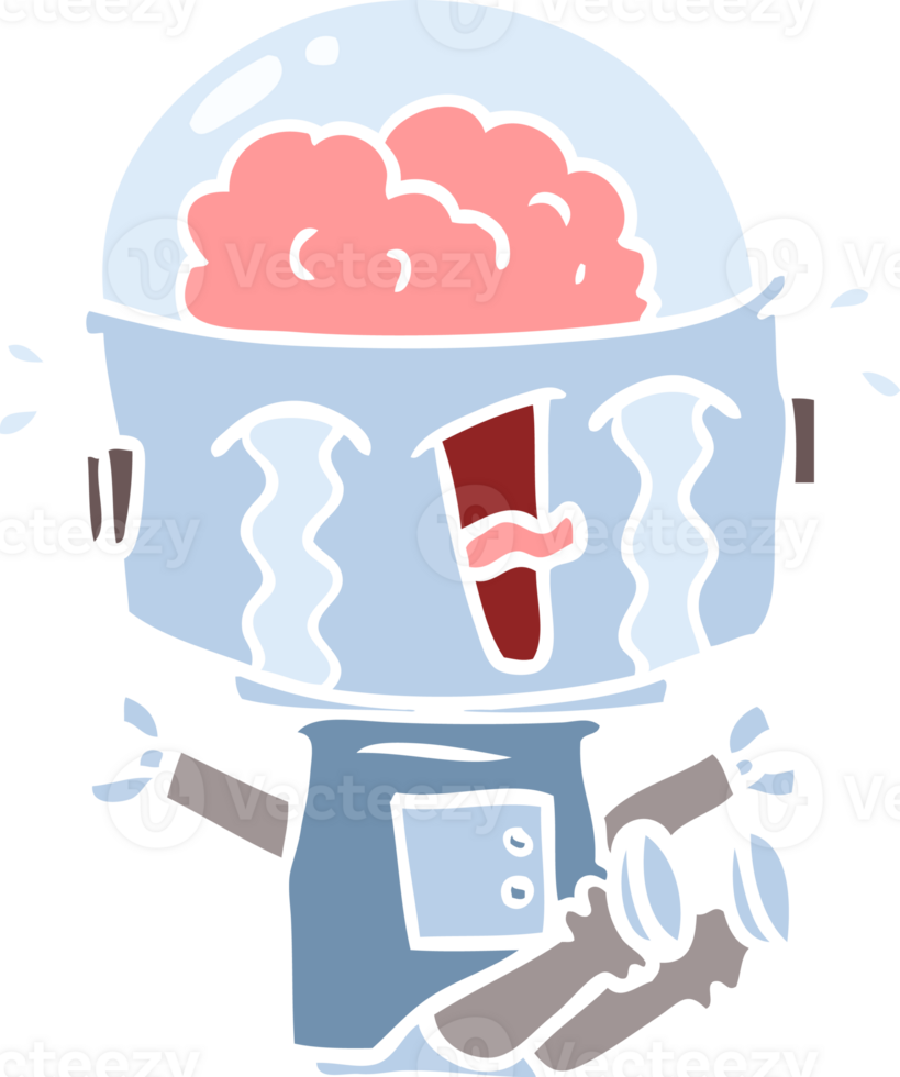 flat color style cartoon crying robot png
