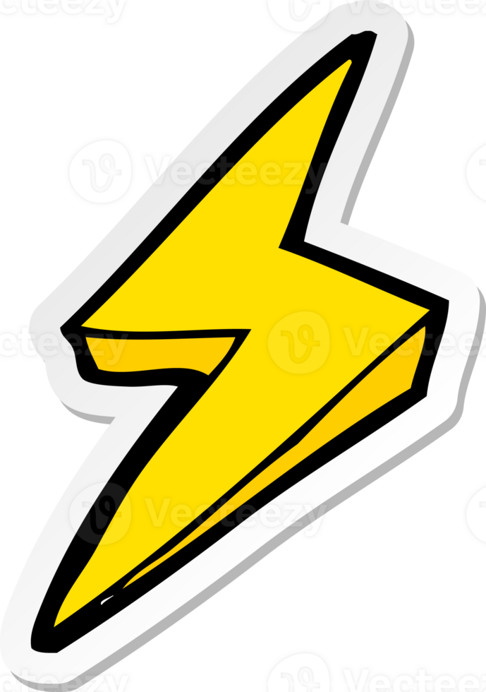 sticker of a cartoon lightning bolt symbol png