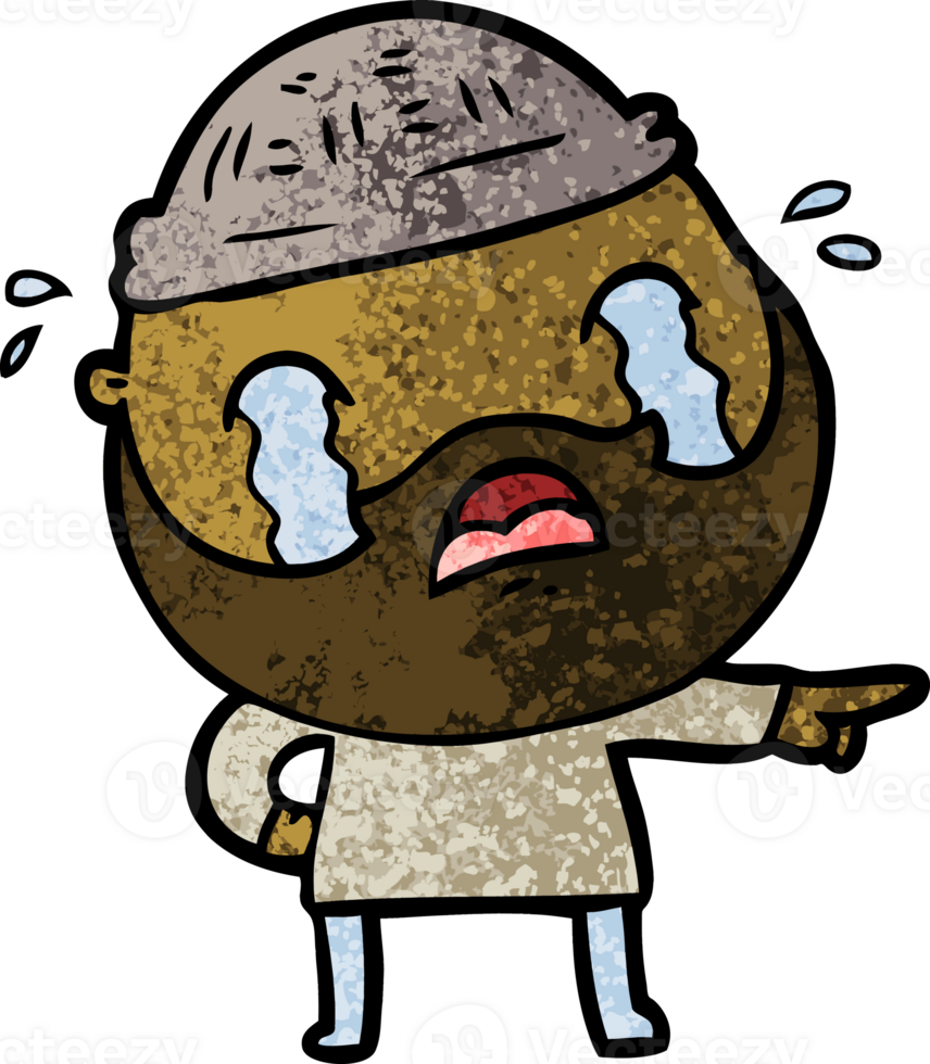 cartoon bearded man crying png