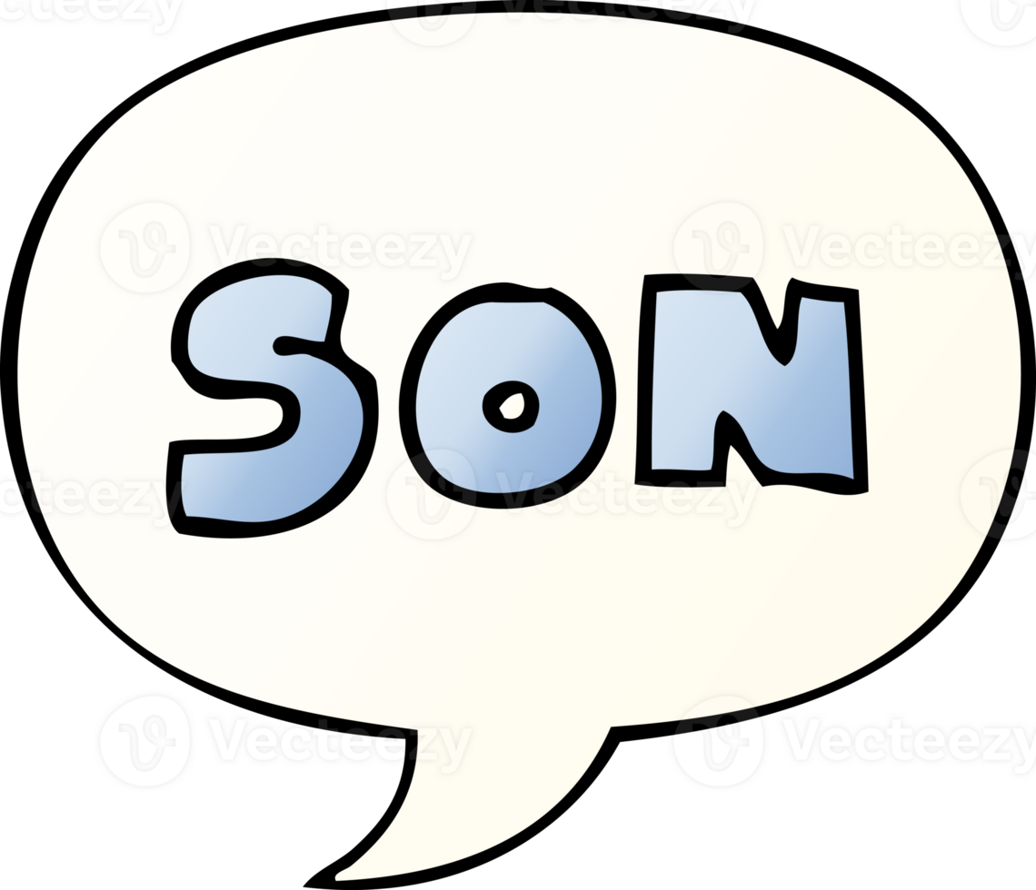 cartoon word son with speech bubble in smooth gradient style png