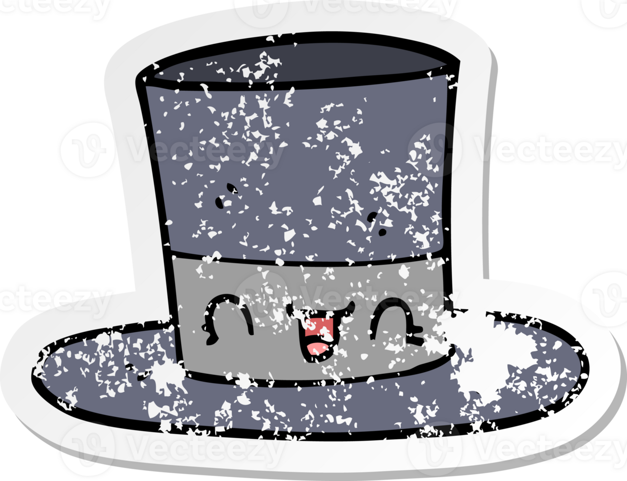 distressed sticker of a cartoon top hat png