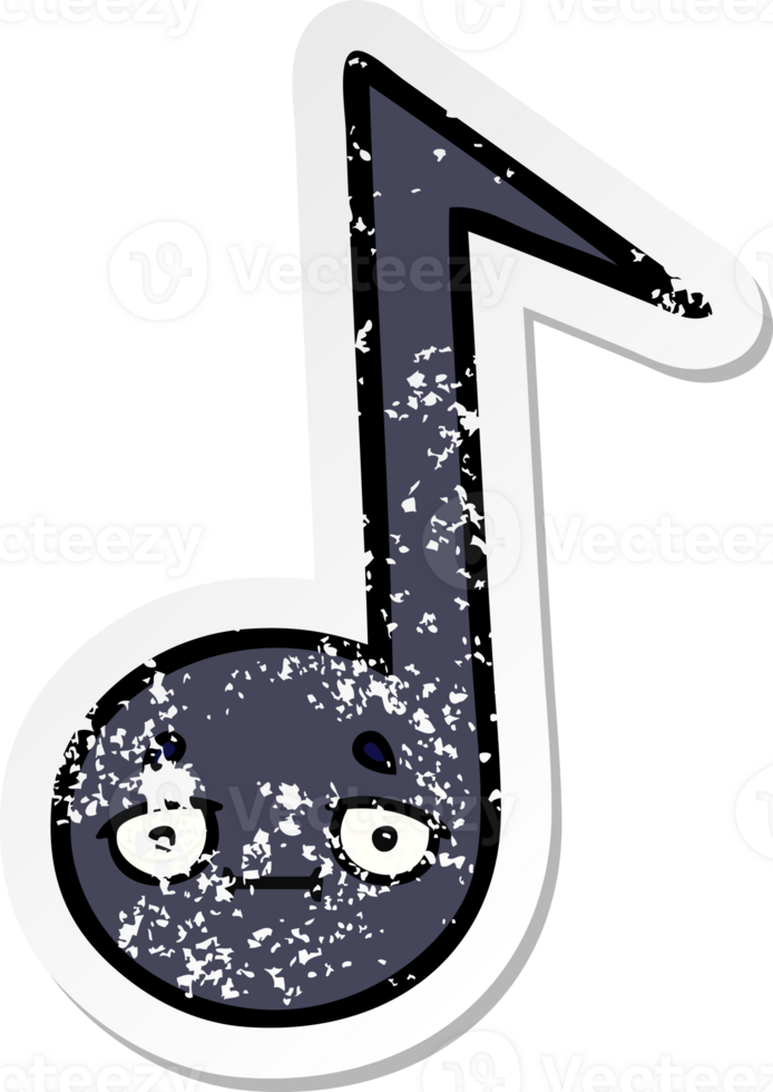 distressed sticker of a cute cartoon musical note png