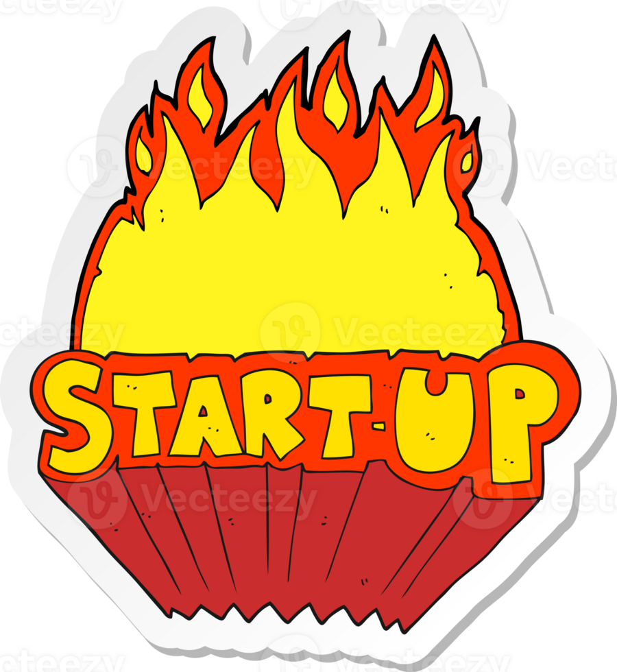 sticker of a cartoon startup symbol png