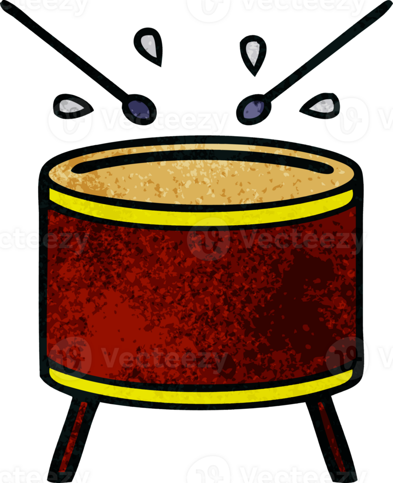 retro grunge texture cartoon of a drum png